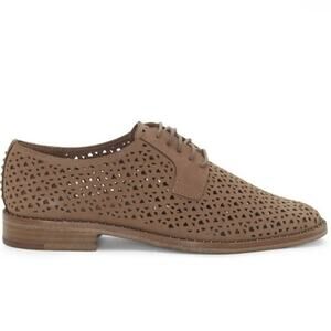 Vince Camuto Lesta Tan Perforated Leather Lace Up Studded Oxford Loafer Size 8